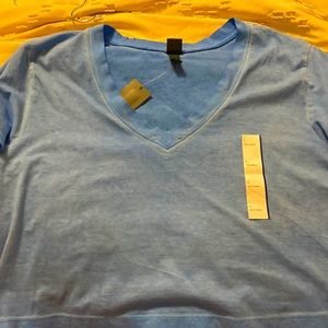 Cropped V-Neck Blue T-Shirt